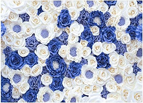 8x6 Ft Blue White Flowers Photography Backdrop for Weddings and Parties