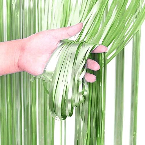 Green Tinsel Foil Fringe Curtains 2pc