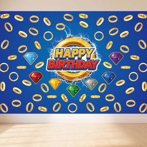 Cartoon Happy Birthday Backdrop with Gold Ring Print