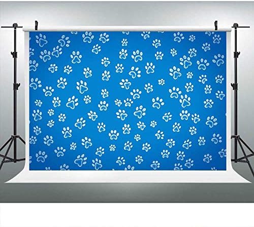 Dog Footprints Backdrops for Photo Booth 5x3ft Blue Print Patrol