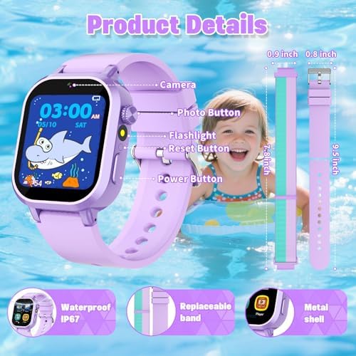 Kids Waterproof Smart Watch with HD Camera and 39 Puzzle Games