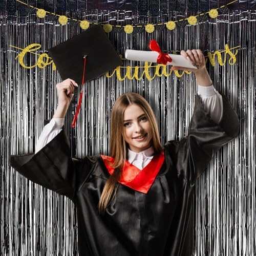Braveshine Black Halloween Party Foil Curtains 2 Pack