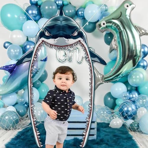 Ocean Theme Shark Party Decor Background Banner