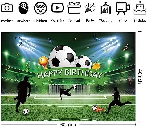 Soccer Birthday Party Backdrop Banner 5x3ft