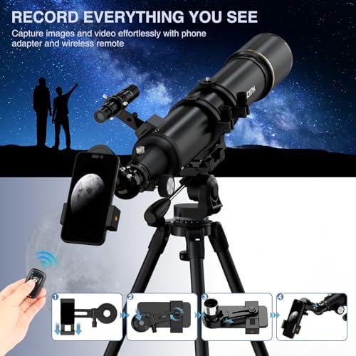 NACATIN 90mm Refractor Telescope with 32X-240X Magnification