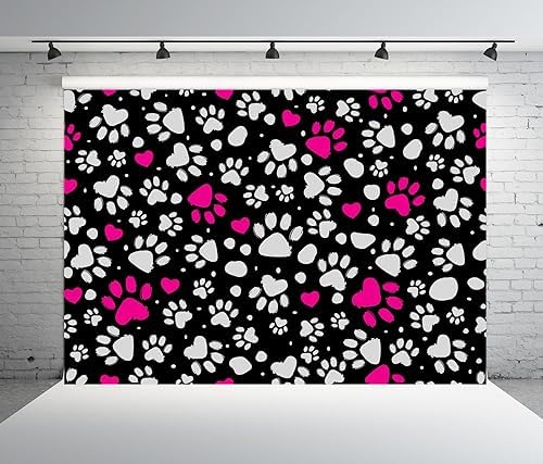 BELECO 5x3FT Paw Print Fabric Backdrop