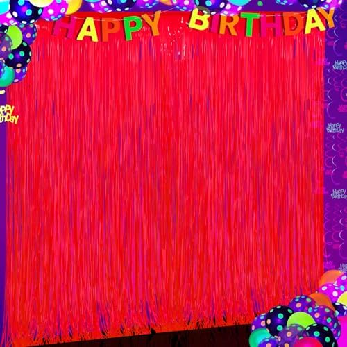 Glow in the Dark Neon Party Decor Curtains 2 Pack