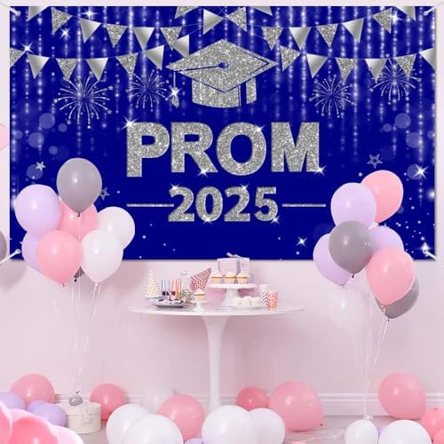 VanillaBay Royal Blue Prom 2025 Graduation Backdrop 708x433 Inch