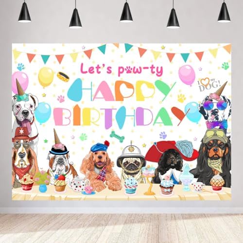 Puppy Dog Birthday Party Backdrop 7x5ft