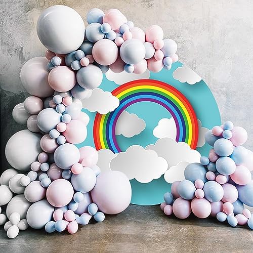 Renaiss 7x7ft Rainbow Round Backdrop Cover for Photoshoots and Parties