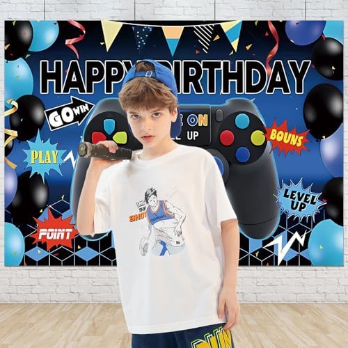 Qian 7x5ft Kids Birthday Party Photo Backdrop Level Up Game