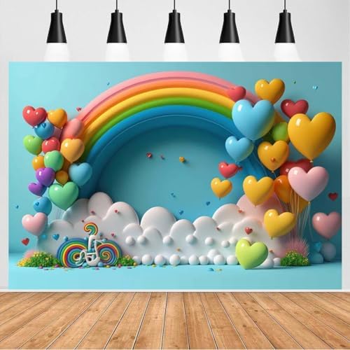 Rainbow Arch Balloon Photography Background 7x5 Feet Clear