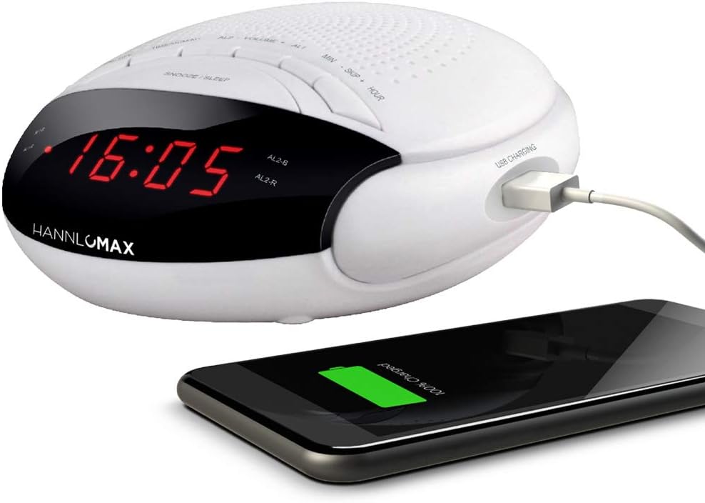 HANNLOMAX HX-200 Alarm Clock Radio with Dual Alarm and USB Charging