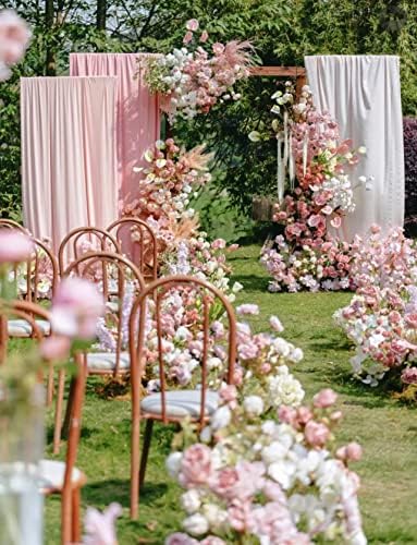 Light Pink Tulle Wedding Arch Drapes 2 Panels