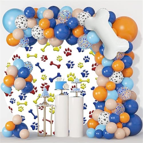 Renaiss 7x7ft Round Dog Footprint Backdrop Cover
