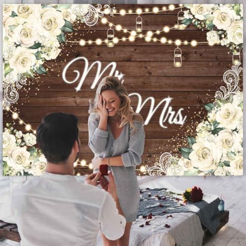 7x5ft Floral Mr And Mrs Photo Booth Backdrop
