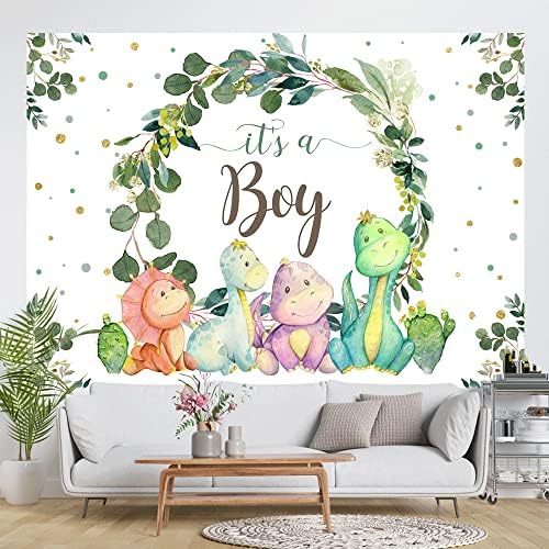 7x5ft Its a Boy Dinosaur Backdrop for Baby Shower and Kids Party