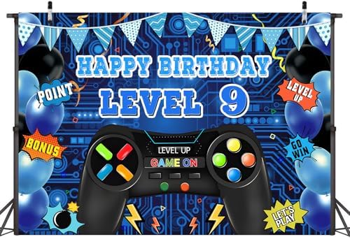 Game On Level 9 Birthday Party Backdrop Decor