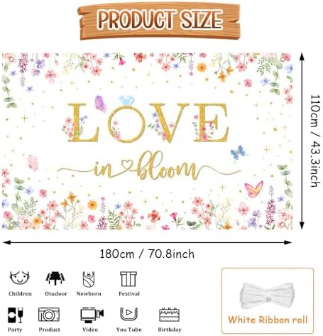 Love In Bloom Bridal Shower Backdrop 708 x 433 Inch