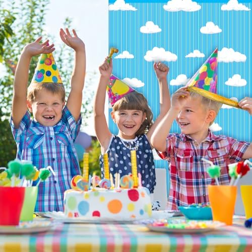 4PCS Blue Sky White Clouds Party Decor Curtains