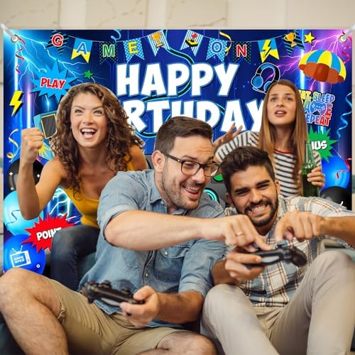 Avezano Gaming Birthday Party Backdrop 7x5ft