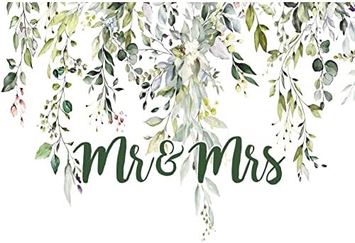 Leowefowa 10x8ft Greenery Mr Mrs Wedding Backdrop