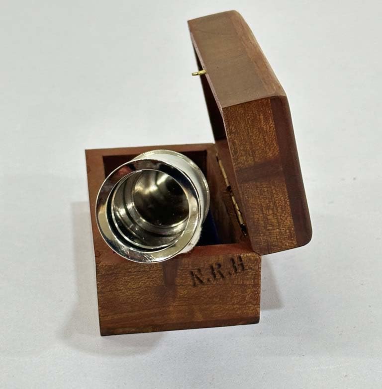 Brass Spyglass Telescope with Wooden Box