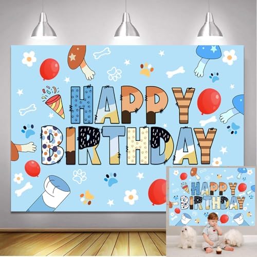 Blue Dog Theme Birthday Backdrop for Photo Booths