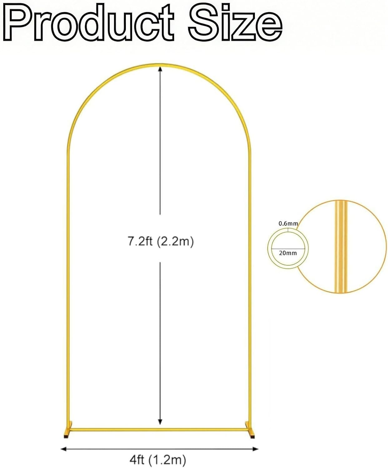Golden Metal Balloon Arch Stand 72FT for Weddings and Parties