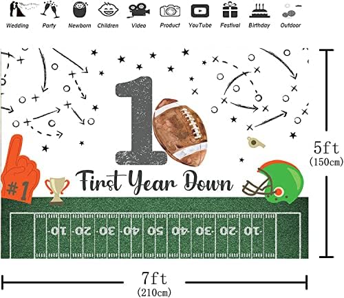 Football First Birthday Backdrop 7x5ft Game Time Decor