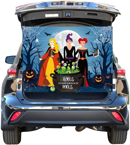 Halloween Car Decorations Kit Witch Themed Backdrop