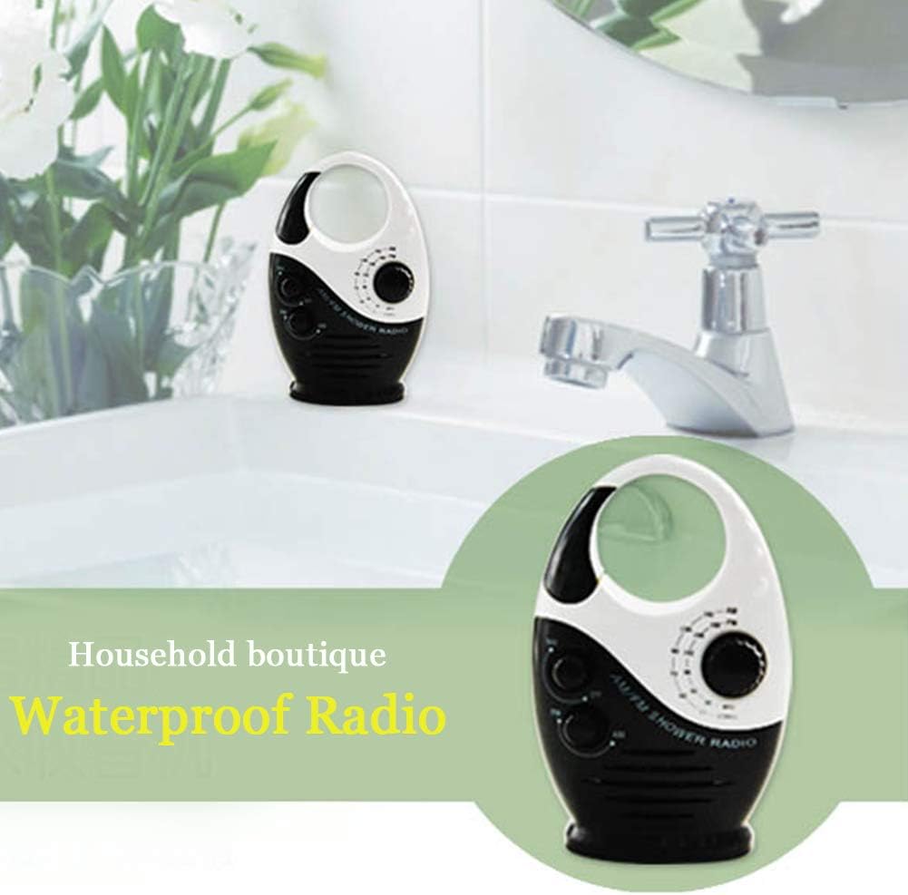 Pilarmuture Waterproof Shower Radio with Adjustable Volume and AMFM Tuning Black