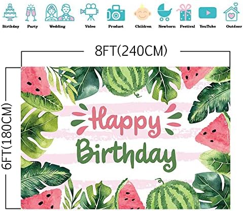8x6ft Summer Fruit Watermelon Photo Backdrop for Birthday Parties and Baby Showers