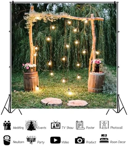 Baocicco 10x10ft Rustic Wedding Backdrop