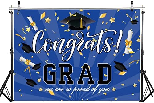 8x6 Ft Blue Graduation Photography Backdrop for Parties and Events