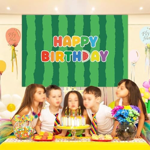 Cartoon Melon Birthday Backdrop 8x6FT Watermelon Theme Party Background