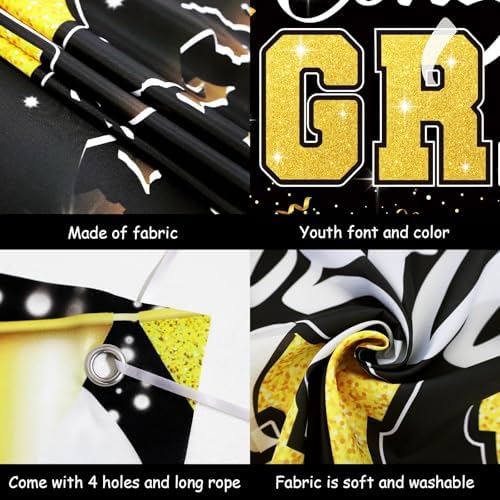 Premium Graduation Backdrop Banner 72x44in Black Gold