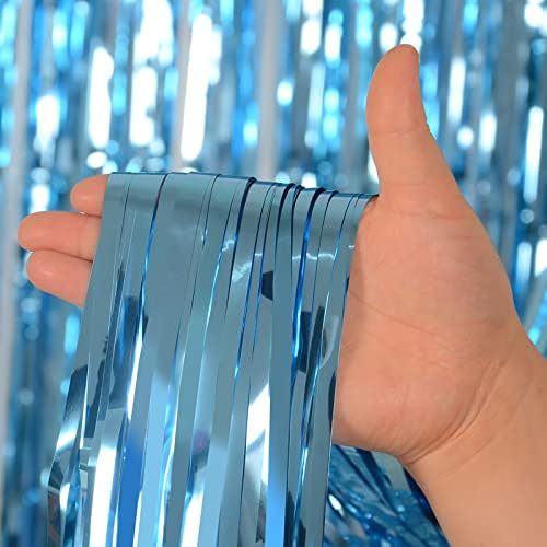 Light Blue Foil Fringe Curtains Party Decorations Pack of 2