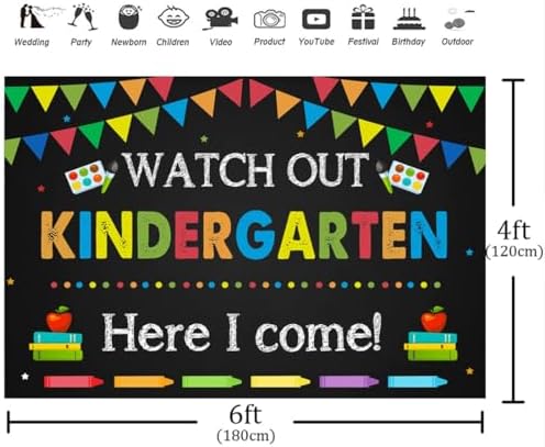 Aperturee Kindergarten Graduation Backdrop 6x4ft