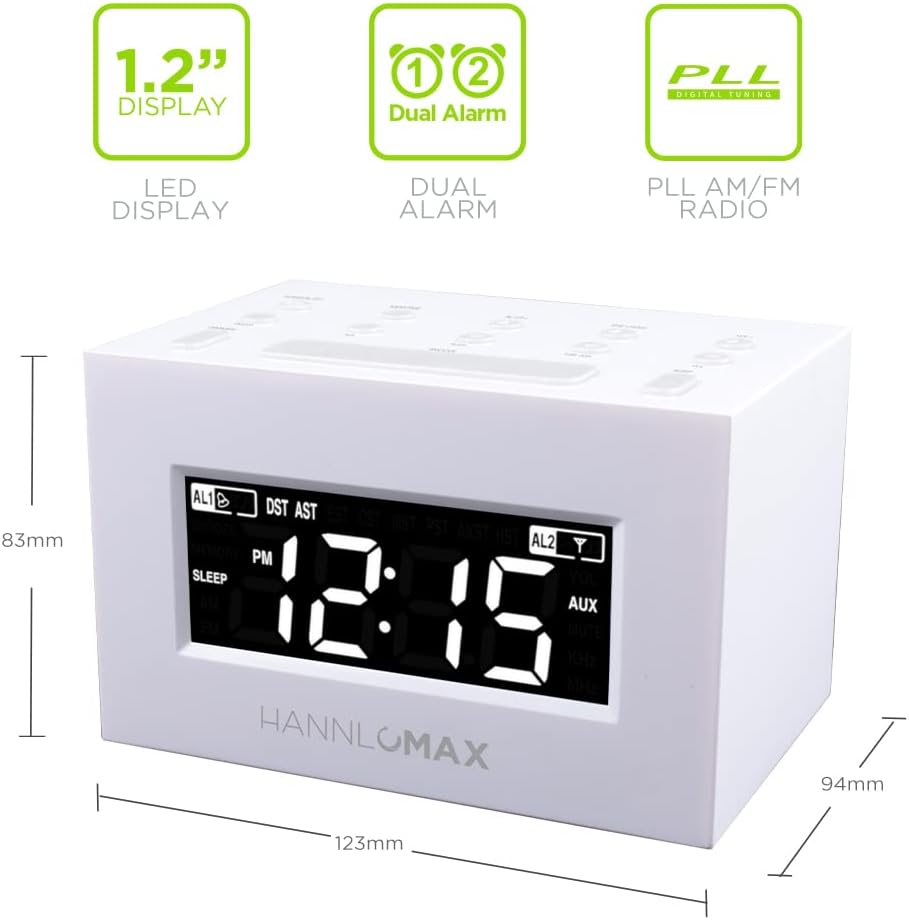 HX-111CR Dual Alarm Radio with LED Display and Sleep Timer
