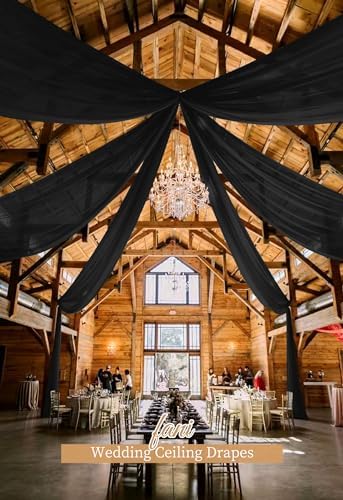 6 Panels Black Ceiling Drapes Wedding Chiffon Arch Decorations