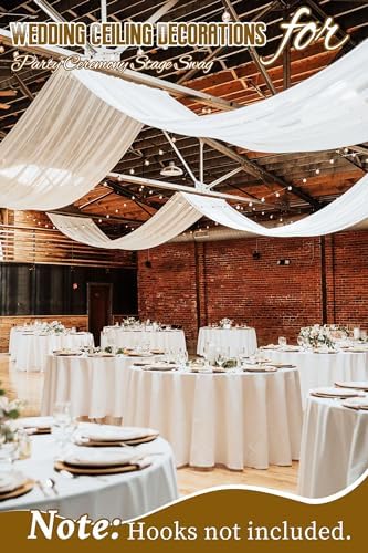6 Panels White Ceiling Drapes for Wedding Ceremony