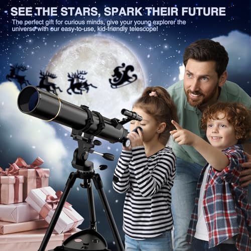 NACATIN 90mm Refractor Telescope with 32X-240X Magnification