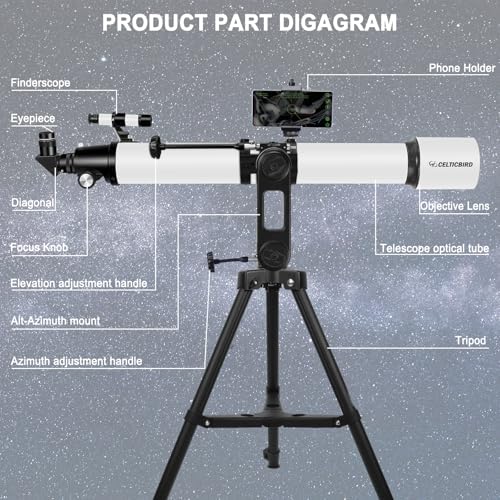 Celticbird High Powered 90mm Refractor Telescope for Adults