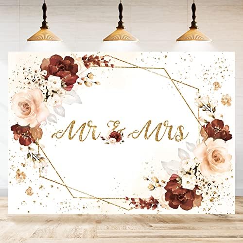 Mr Mrs Engagement Decor Backdrop 7x5ft Pink Floral Wedding