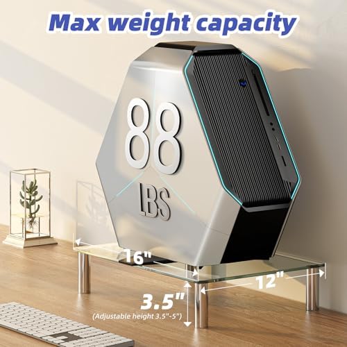 Simple Trending 2 Pack Monitor Stand with Height Adjust and Tempered Glass