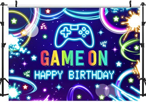 Lofaris 5x3ft Gamer Birthday Backdrop Black and Blue