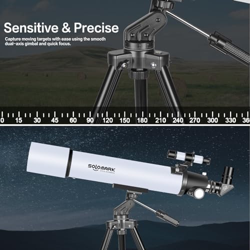 SOLOMARK High Powered 80mm Refractor Telescope for Adults Beginners