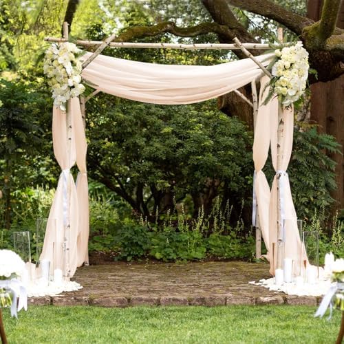 Nude Sheer Chiffon Curtain Panel Backdrop 5ft x14ft