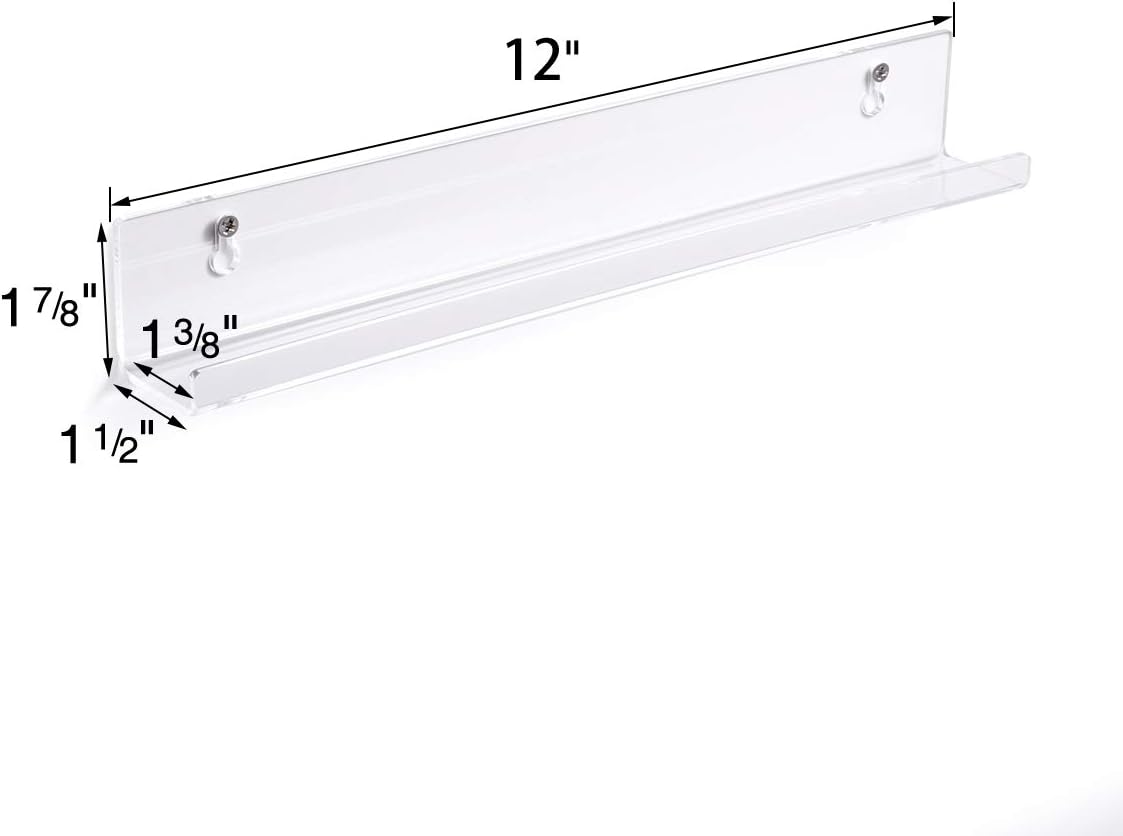 NIUBEE Clear Vinyl Shelf Wall Mount 6 Pack